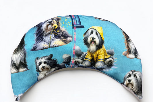 Bearded Collie - Entspannungskissen - Beardie im Regenmantel mit Bio-Hirse & Lavendel