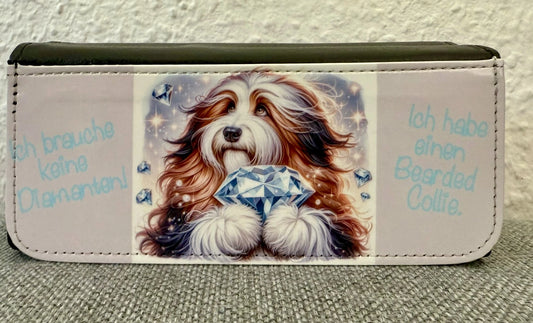 Bearded Collie Brillenetui 16 × 7,5 cm mit Diamant Motiv, stabiles pflegeleichtes Material, Lieblingshund.de