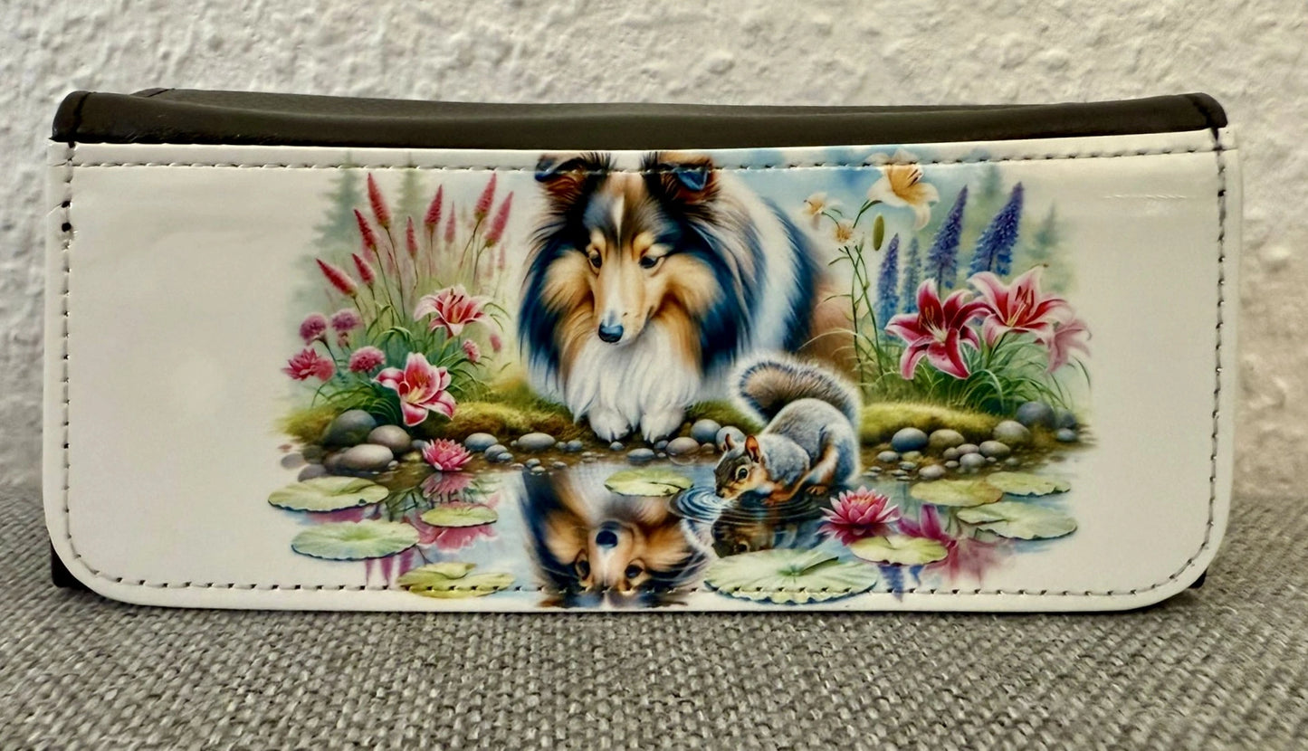 Sheltie Brillenetui 16 × 7,5 cm mit Eichhörnchen Motiv, stabiles pflegeleichtes Material, Lieblingshund.de