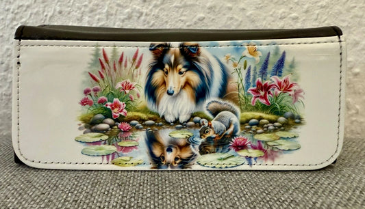 Sheltie Brillenetui 16 × 7,5 cm mit Eichhörnchen Motiv, stabiles pflegeleichtes Material, Lieblingshund.de
