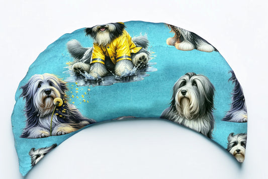 Bearded Collie - Entspannungskissen - Beardie im Regenmantel mit Bio-Hirse & Lavendel
