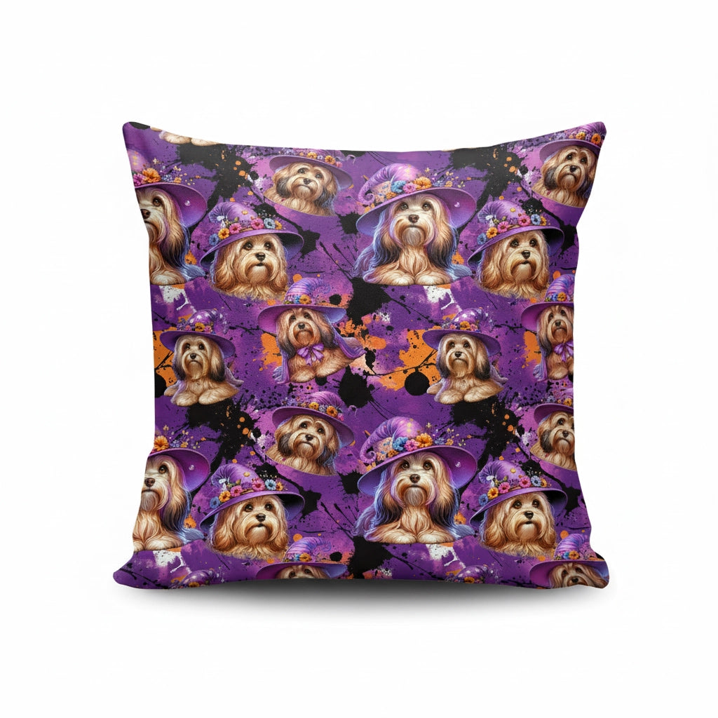 Havaneser Kissen 45×45 cm – beidseitig Motiv, handgefertigt aus Canvas-Stoff, mit waschbarem Bezug und Reißverschluss, dekorativ für Sofa oder Bett.

